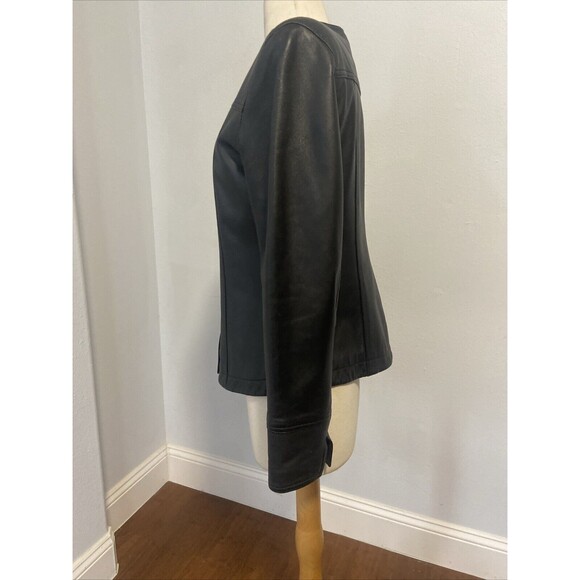 VTG i.e. Womens Y2K 90s Retro Black 100% Leather Jacket PS - Picture 4 of 13